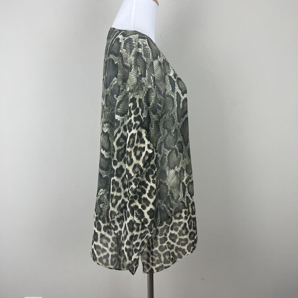Michael Michael Kors Top Womens L/XL Wing Sleeve Snake Leopard Pattern Sheer - Picture 4 of 12